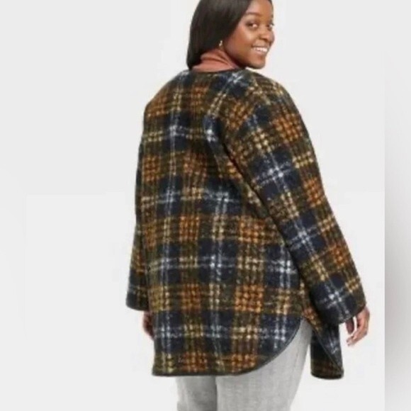 Ava & Viv Rust Plaid Overcoat Size 4X - Picture 2 of 6